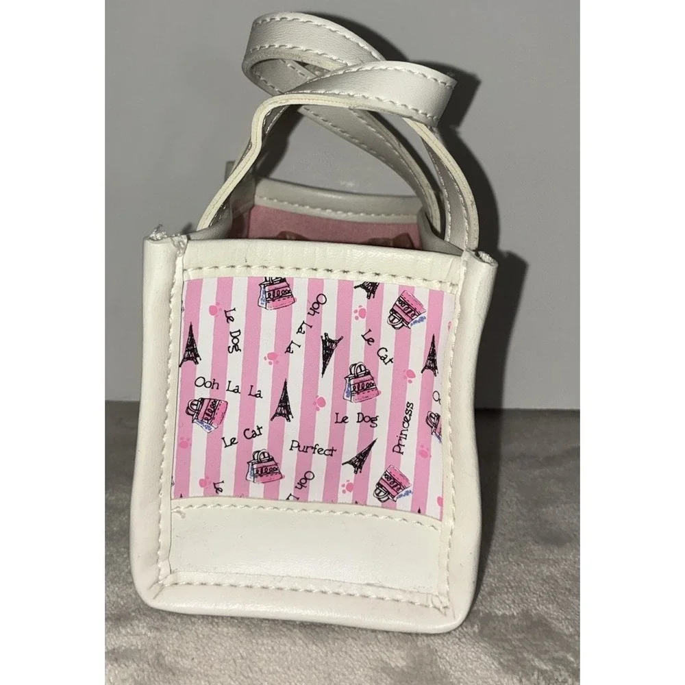 Build A Bear Paris‎ Purse Eiffel Tower Pink White Stripes Hand Bag Dog Cat BABW